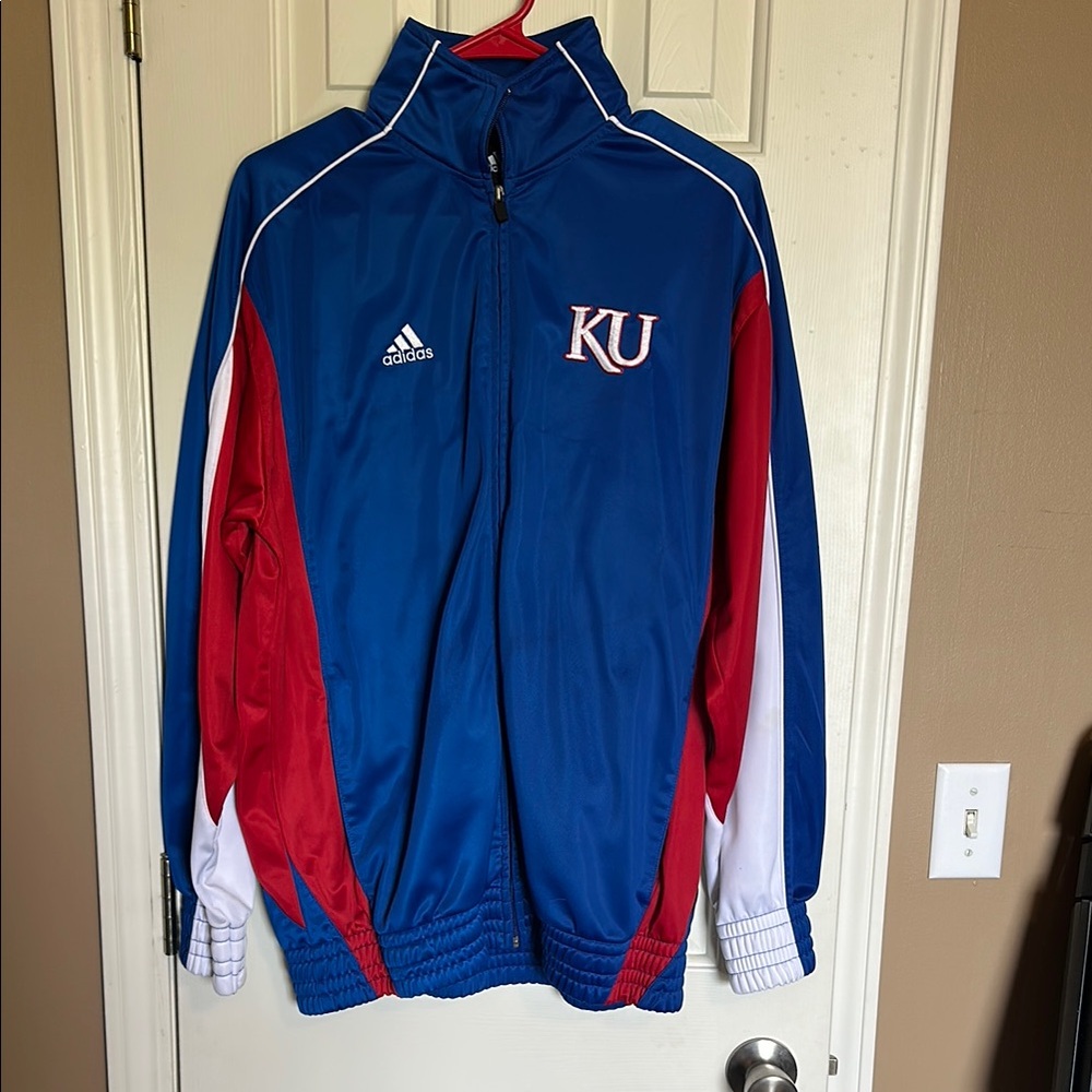 KU Adidas Blue and Red Lightweight Shirt Jacket